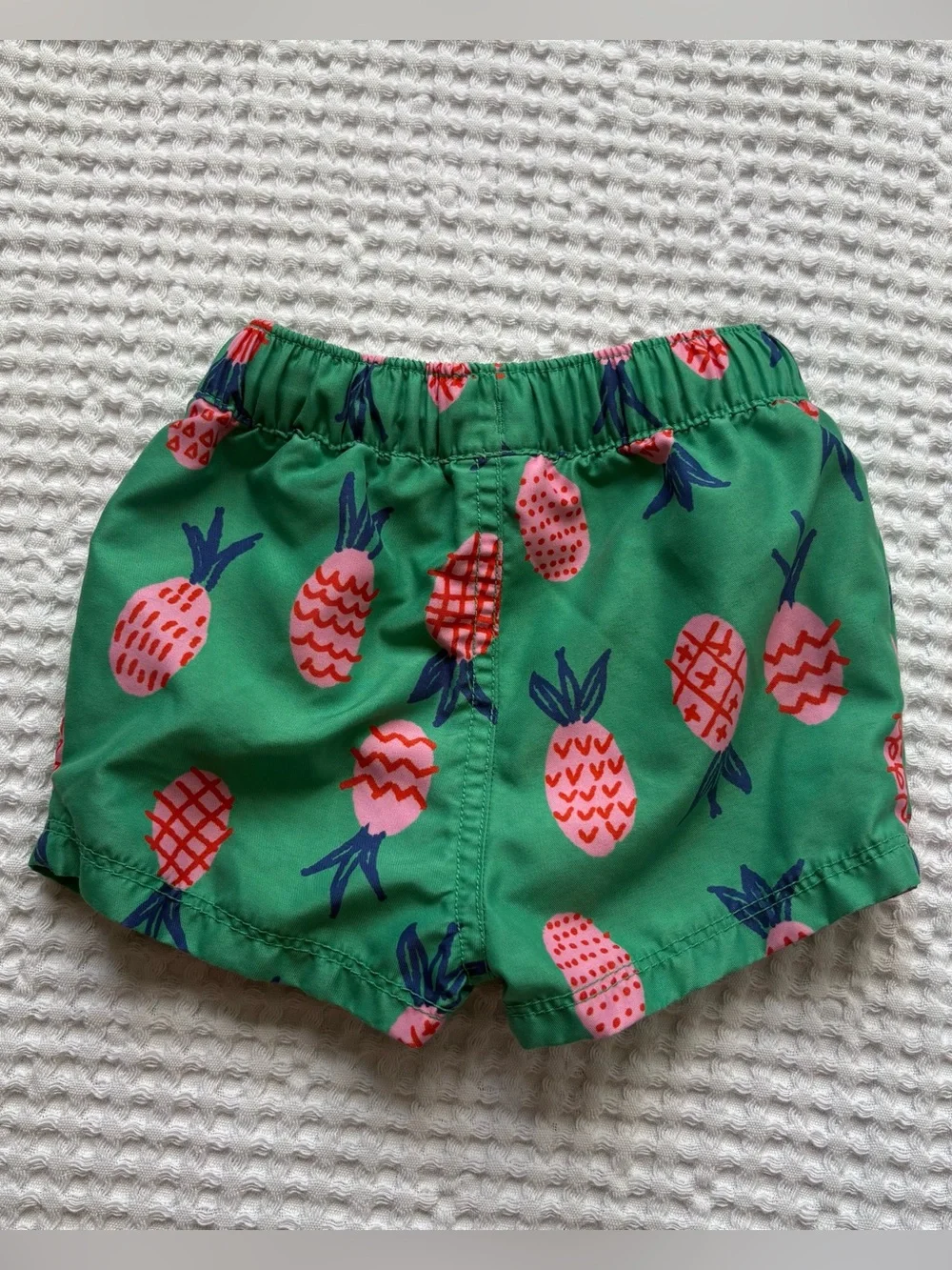 Hanna Andersson Pineapple Print Swim Trunks Green Bathing Suit Pool Beach - 3-6M